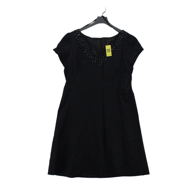 Ronit Zilkha Women's Midi Dress UK 18 Black Cotton with Other, Silk, Viscose