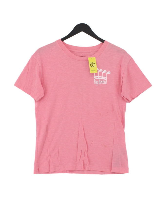 AllSaints Women's T-Shirt S Pink 100% Cotton