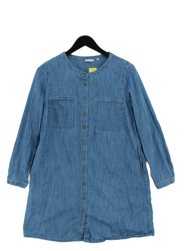 FatFace Women's Midi Dress UK 10 Blue 100% Cotton