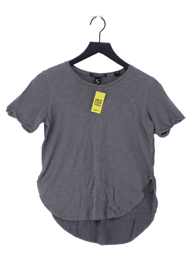 Scotch & Soda Women's Top S Grey Cotton with Polyester, Viscose