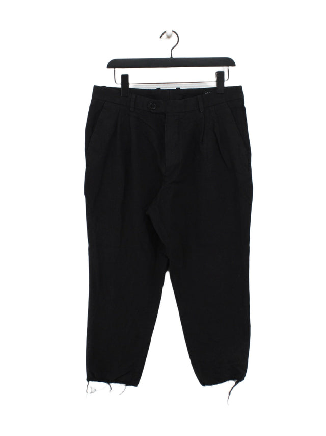 AllSaints Women's Trousers W 32 in Black 100% Cotton