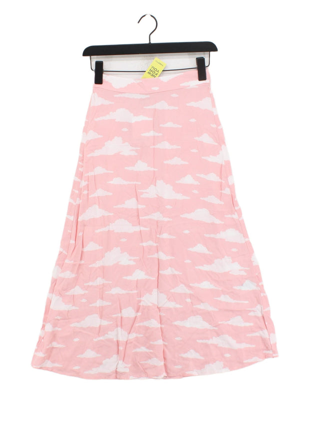 Monki Women's Midi Skirt XS Pink 100% Viscose