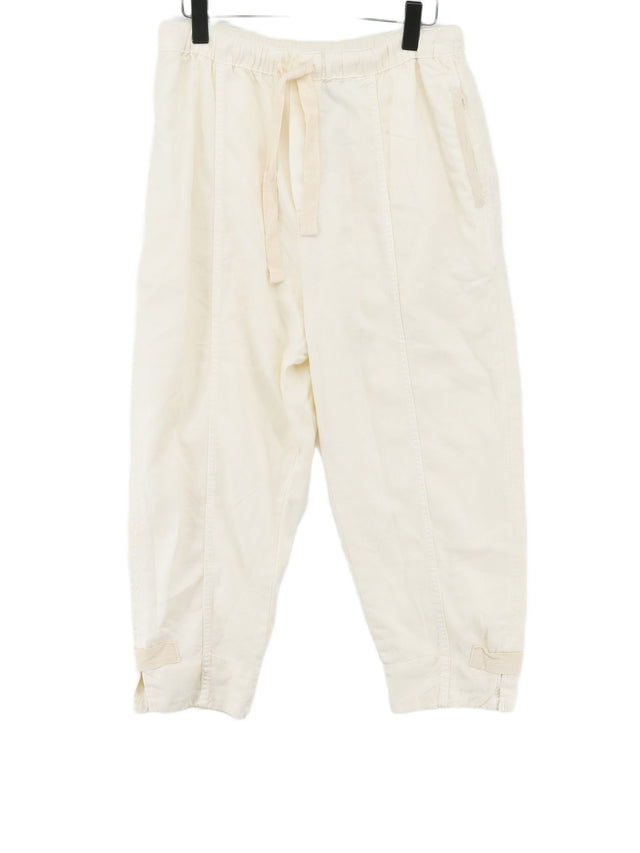 Zara Women's Suit Trousers L Cream Lyocell Modal with Cotton, Linen