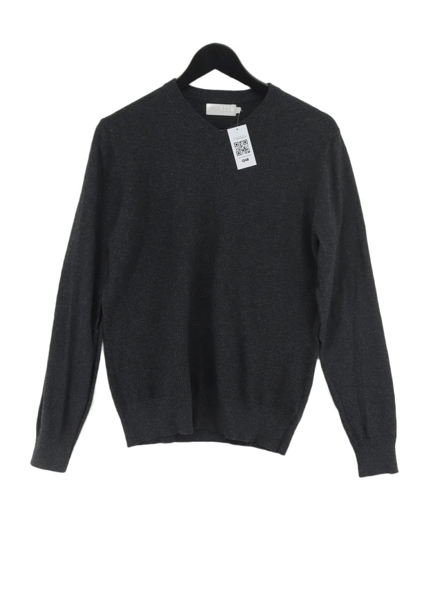 Debenhams Men's Jumper S Grey Cotton with Cashmere