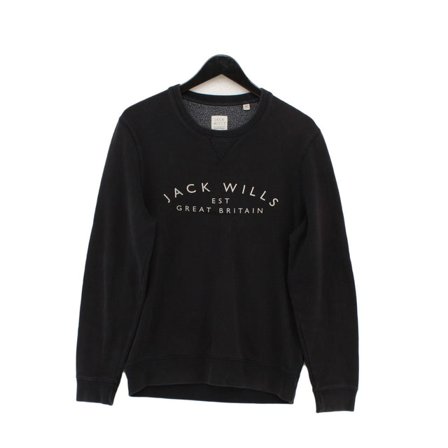 Jack Wills Men's Hoodie M Black Cotton with Polyester
