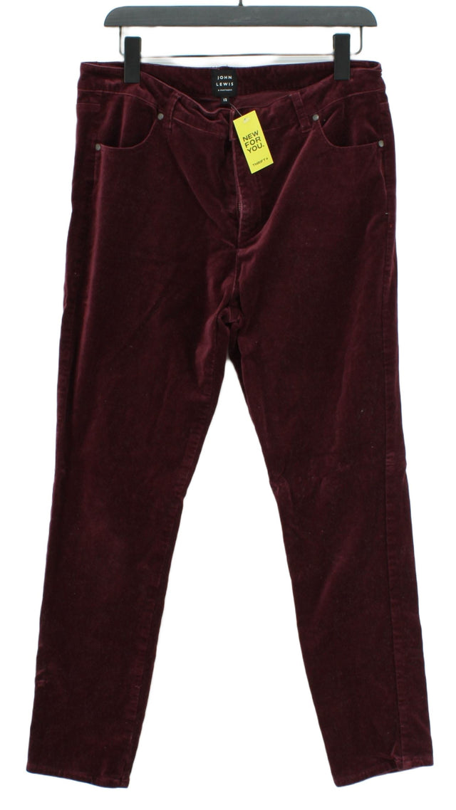 John Lewis Women's Trousers UK 12 Purple Cotton with Elastane
