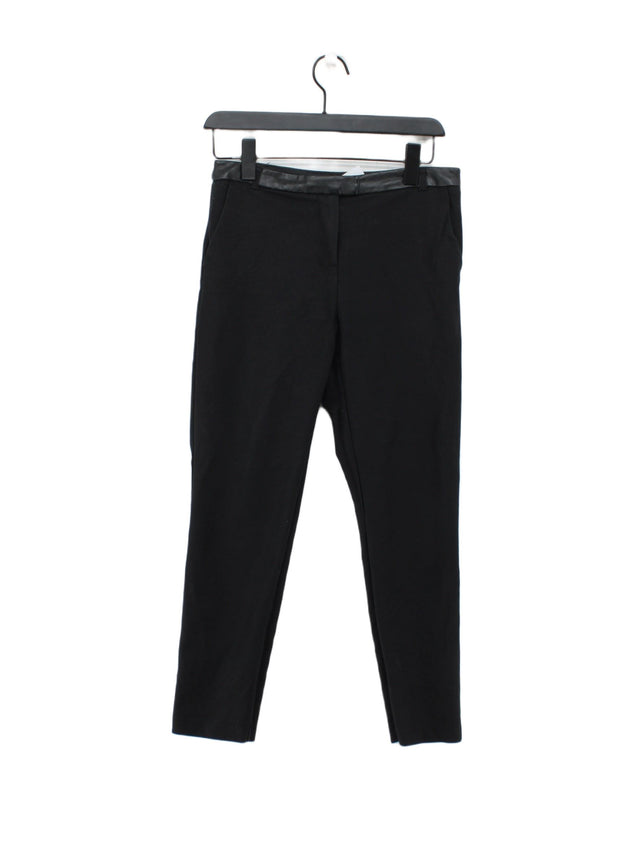 Topshop Women's Trousers UK 10 Black Cotton with Elastane, Nylon