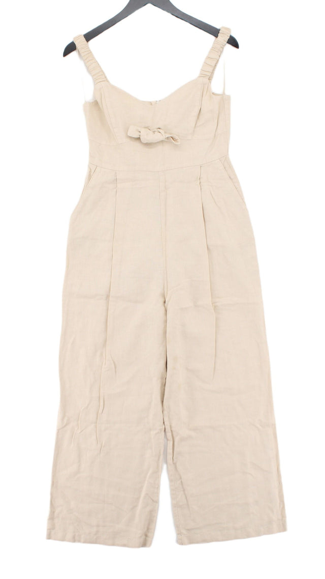 Zara Women's Jumpsuit M Cream Linen with Cotton