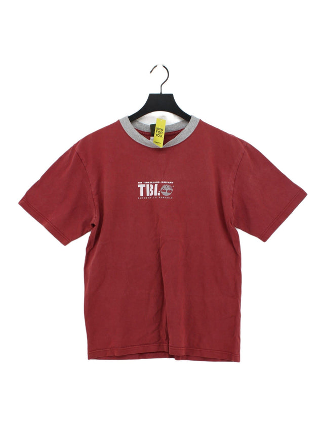 Timberland Men's T-Shirt S Red 100% Cotton