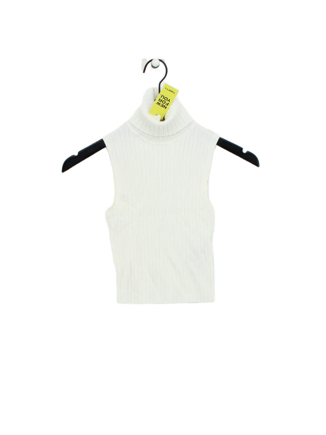 Zara Women's T-Shirt S White Viscose with Polyamide