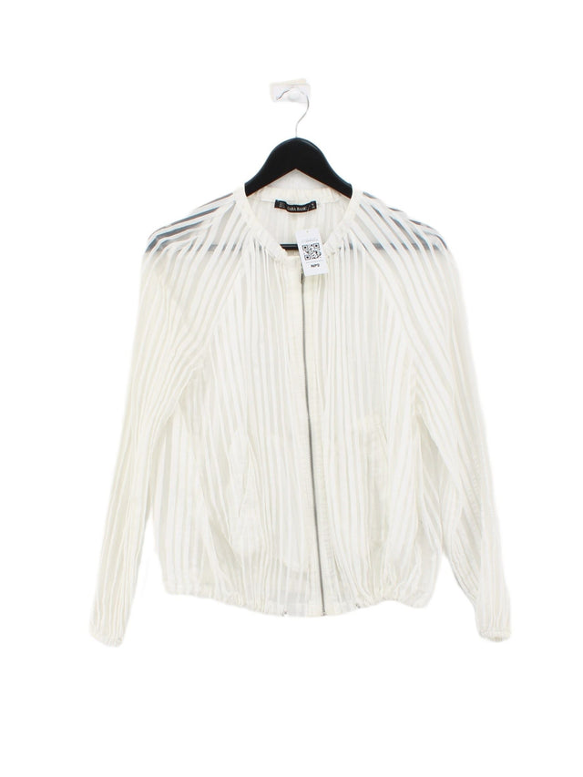 Zara Women's Jacket L White Viscose with Polyamide