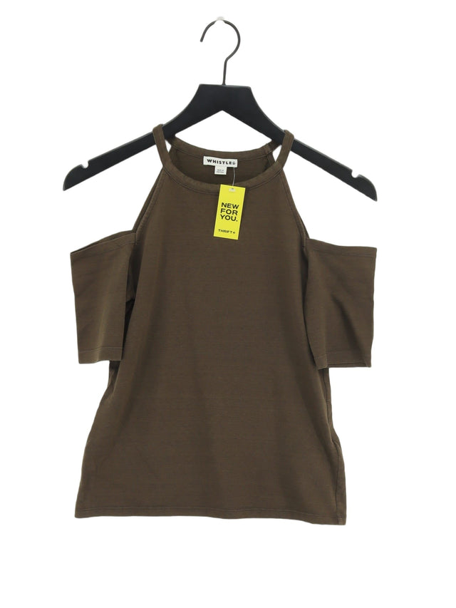 Whistles Women's T-Shirt UK 8 Brown Cotton with Lyocell Modal