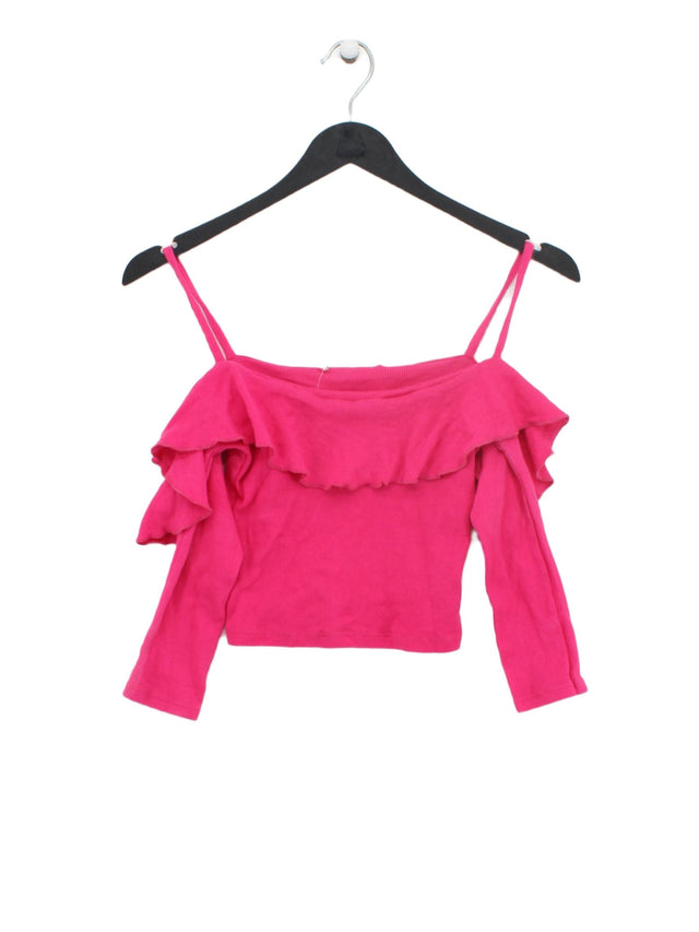 Zara Women's Top S Pink Cotton with Elastane