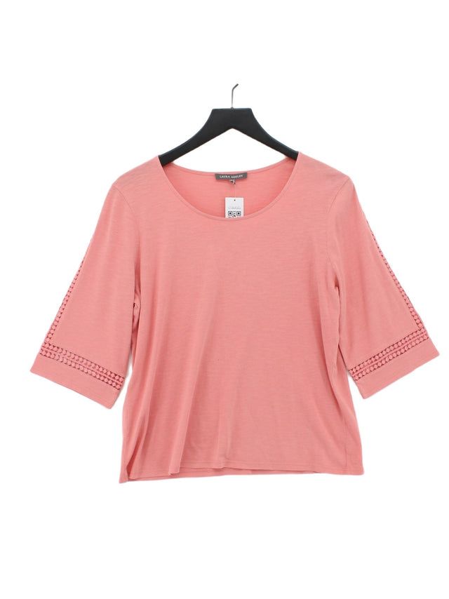 Laura Ashley Women's Top UK 14 Pink Cotton with Polyester