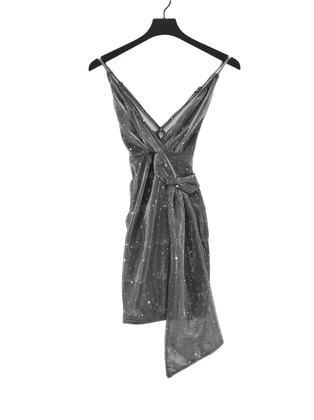 Quiz Women's Midi Dress UK 6 Silver 100% Polyester