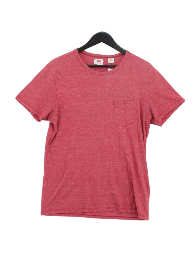 Levi’s Men's T-Shirt M Pink Cotton with Polyester, Viscose