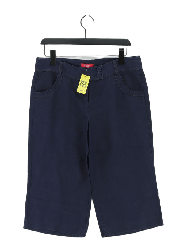Monsoon Women's Trousers UK 12 Blue 100% Linen