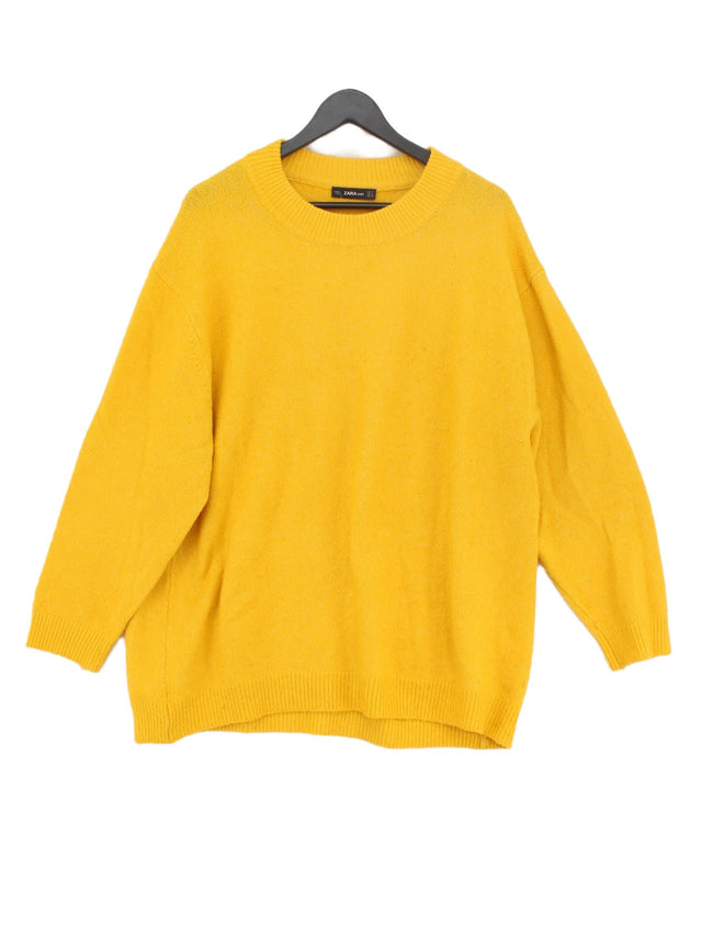 Zara Knitwear Women's Jumper S Yellow Acrylic with Elastane, Polyester