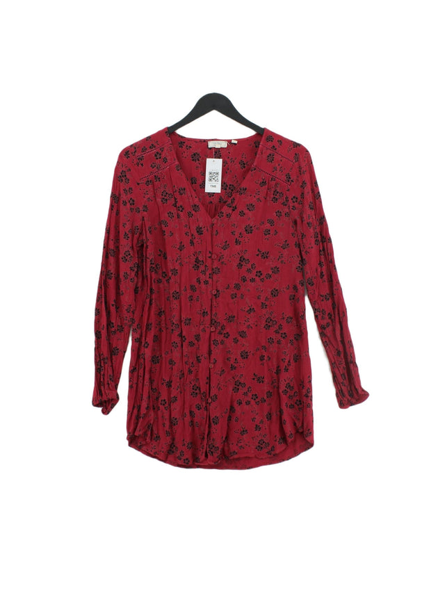 FatFace Women's Blouse UK 10 Red Viscose with Cotton