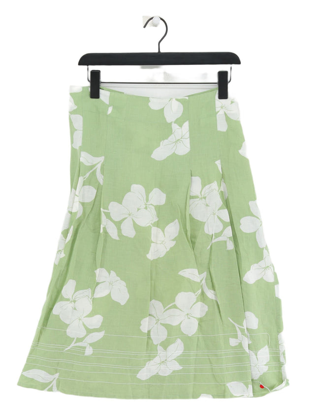Wrap Women's Midi Skirt UK 12 Green Linen with Cotton