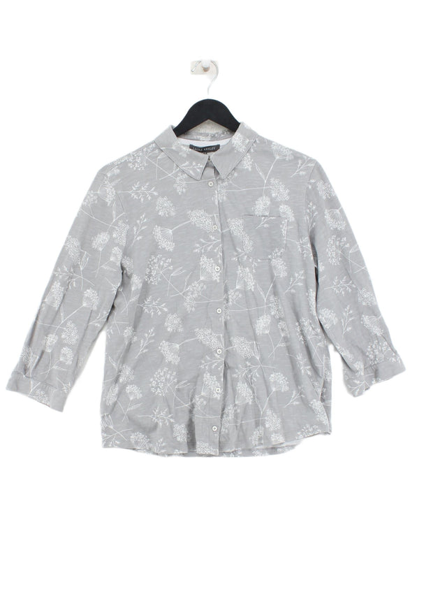 Laura Ashley Women's Shirt UK 12 Grey 100% Cotton