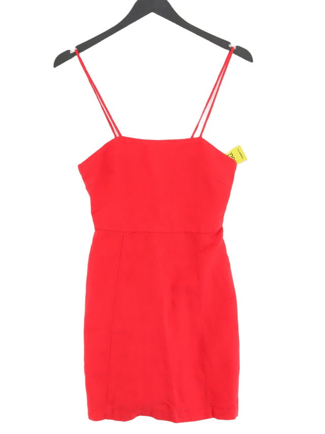 Zara Women's Mini Dress XS Red Linen with Cotton