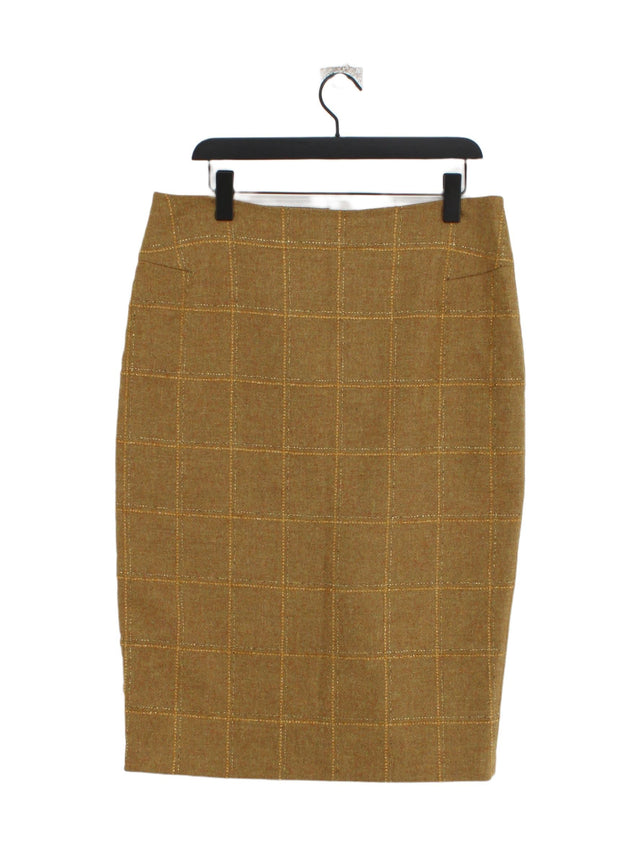 House Of Bruar Women's Midi Skirt UK 16 Brown 100% Wool