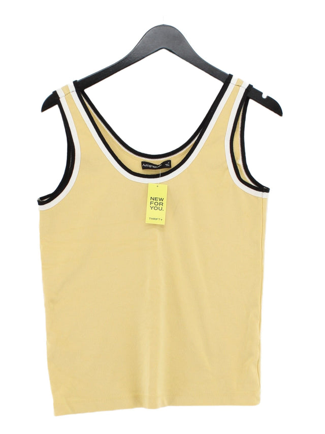 Autograph Women's T-Shirt UK 12 Yellow Viscose with Elastane, Polyamide