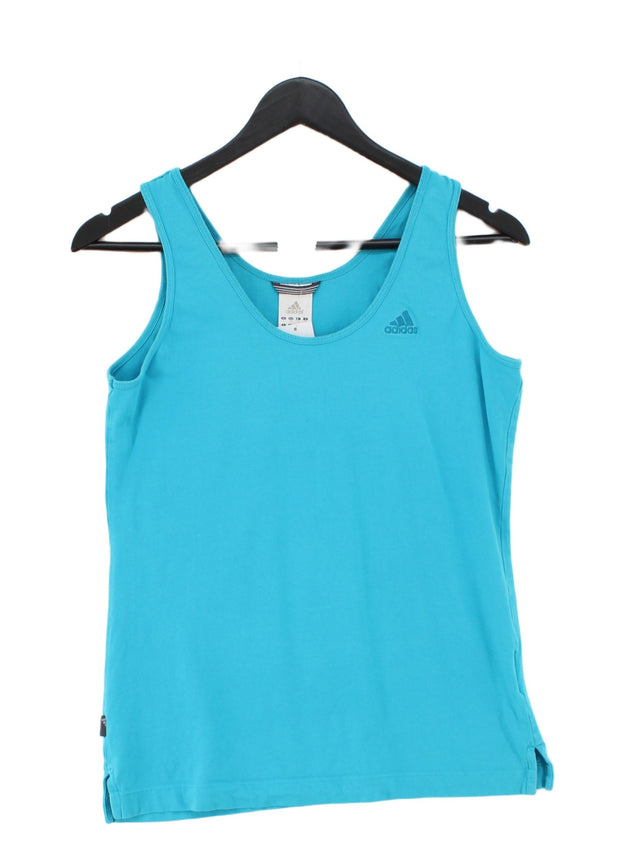 Adidas Women's T-Shirt UK 14 Blue Cotton with Elastane