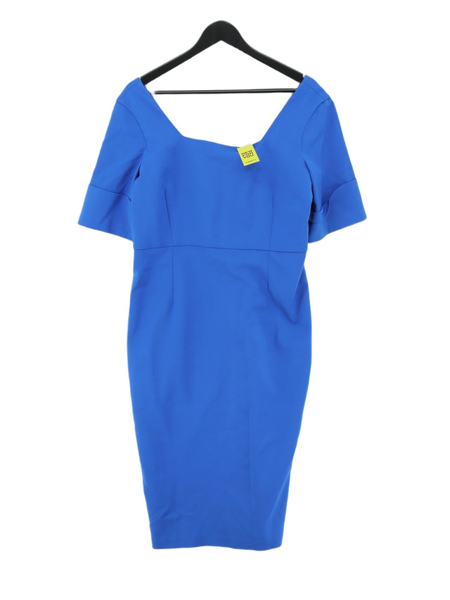 Finery Women's Midi Dress UK 16 Blue Cotton with Elastane, Polyester