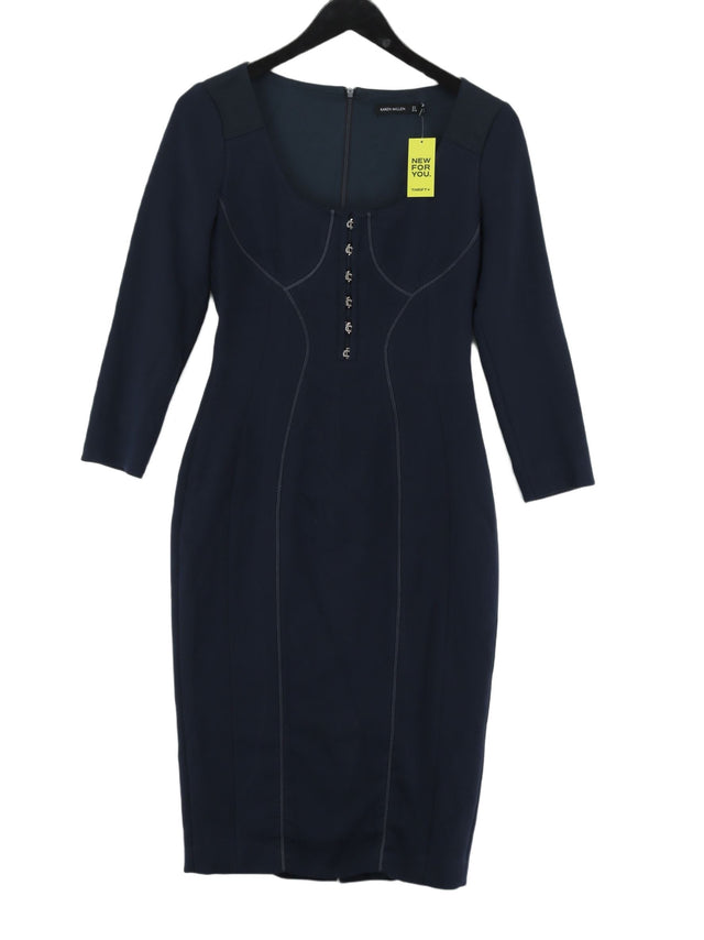 Karen Millen Women's Midi Dress UK 8 Blue Polyester with Elastane, Viscose