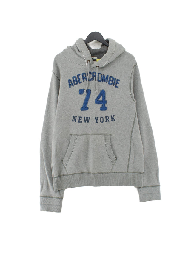 Abercrombie & Fitch Men's Hoodie XXL Grey Polyester with Cotton