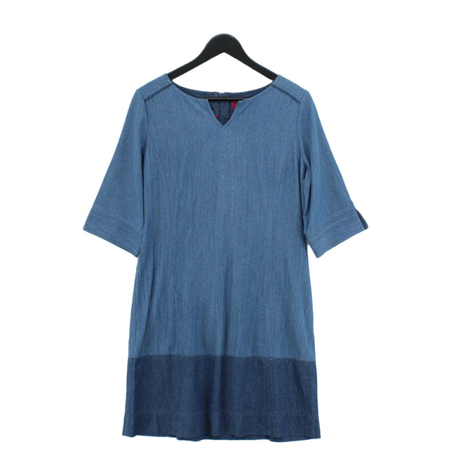 Joules Women's Midi Dress UK 12 Blue 100% Cotton