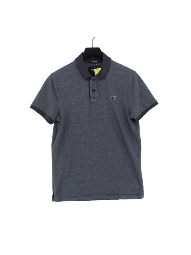Hollister Men's Polo L Grey Cotton with Elastane, Polyester