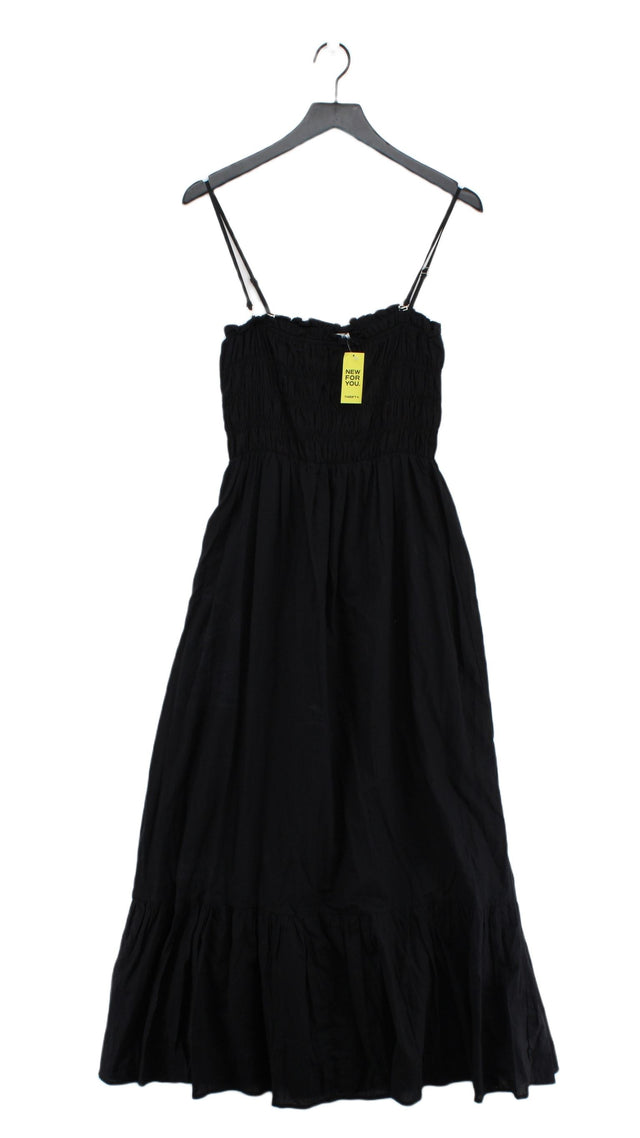 CHARLIE HOLIDAY Women's Maxi Dress UK 14 Black 100% Cotton