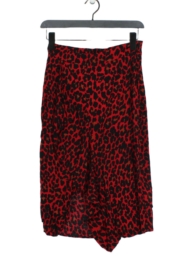 Zara Basic Women's Midi Skirt S Red 100% Viscose