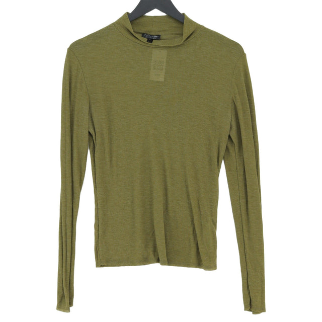 Topshop Women's Top UK 14 Green Polyester with Viscose