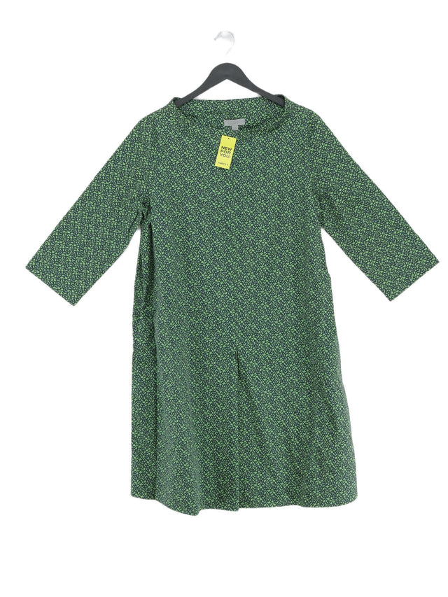COS Women's Midi Dress UK 14 Green Cotton with Elastane