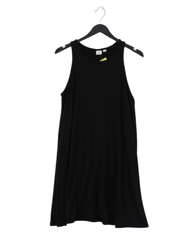 Gap Women's Midi Dress M Black Polyester with Rayon, Spandex, Viscose