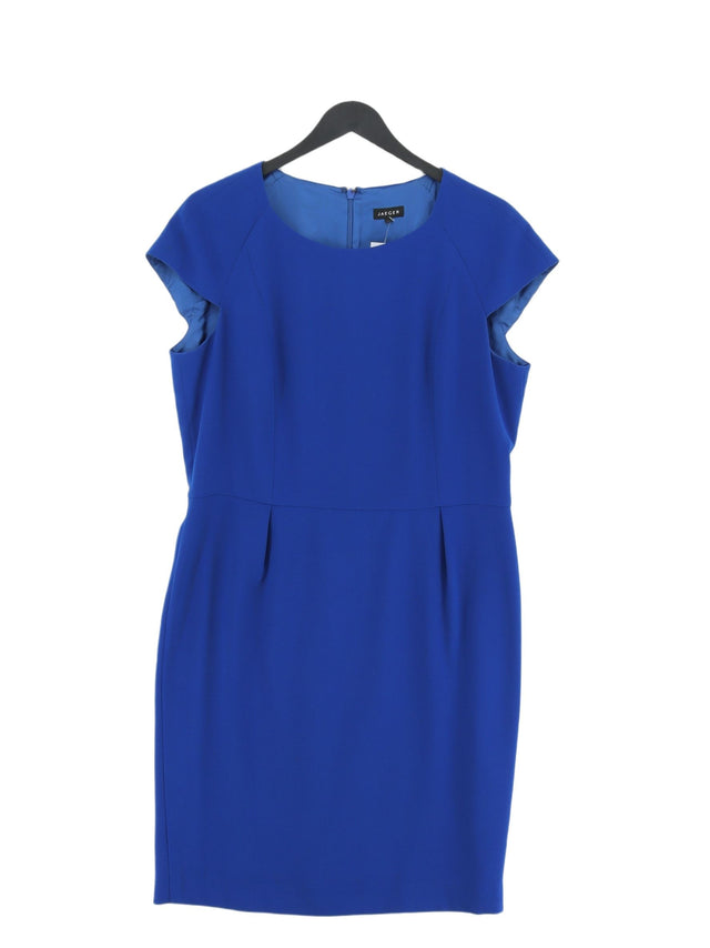 Jaeger Women's Midi Dress UK 14 Blue Polyester with Other