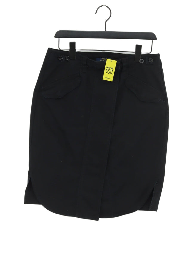 Ralph Lauren Women's Midi Skirt UK 14 Black 100% Cotton