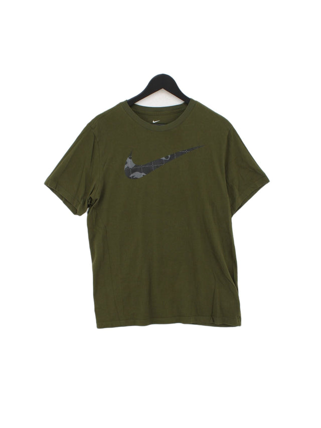Nike Men's T-Shirt L Green Cotton with Polyester