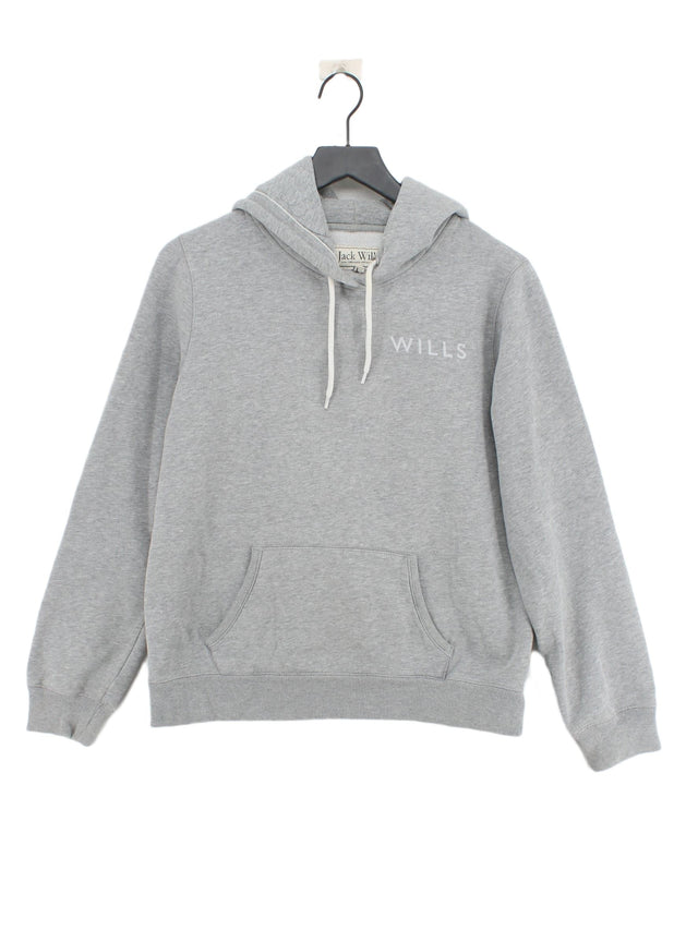 Jack Wills Women's Hoodie UK 14 Grey Cotton with Polyester