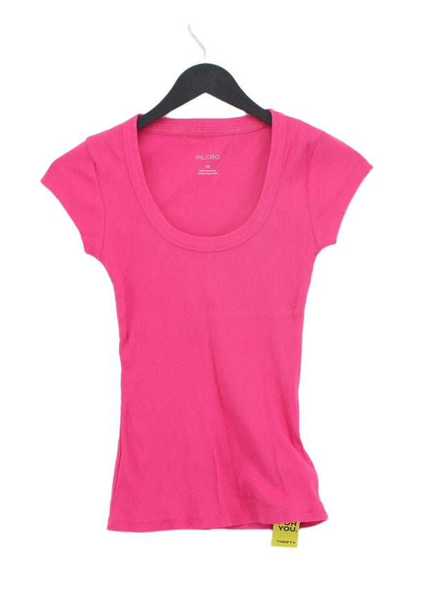 Pilcro Women's T-Shirt XS Pink Cotton with Elastane