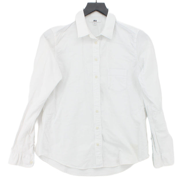 Uniqlo Women's Shirt M White Cotton with Elastane