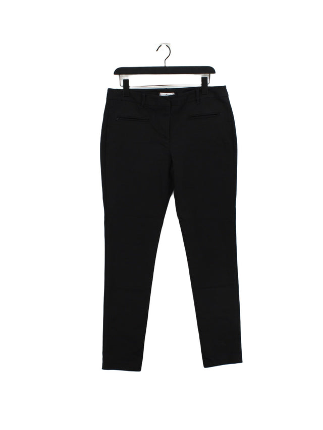 Tommy Hilfiger Women's Suit Trousers UK 12 Black Cotton with Elastane, Polyamide