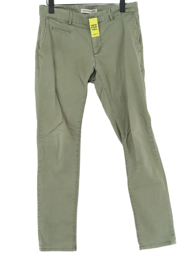 Country Road Men's Trousers W 32 in Green Cotton with Elastane
