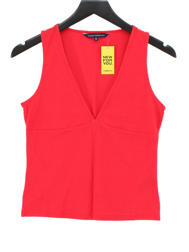 French Connection Women's Top M Red Cotton with Elastane