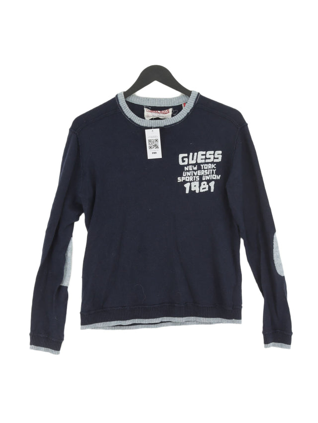 Guess Jeans Women's Jumper UK 16 Blue Cotton with Wool