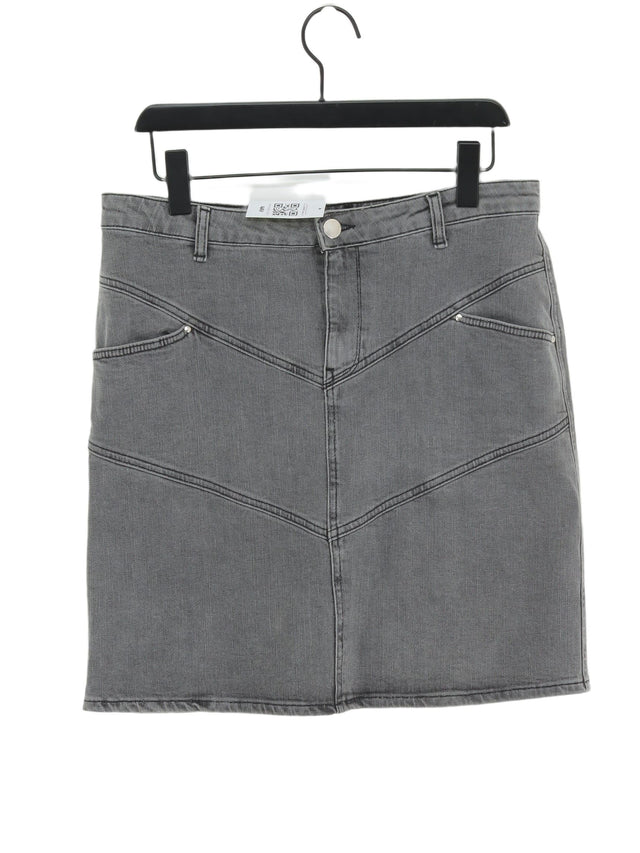 M&Co Women's Midi Skirt UK 14 Grey Cotton with Elastane